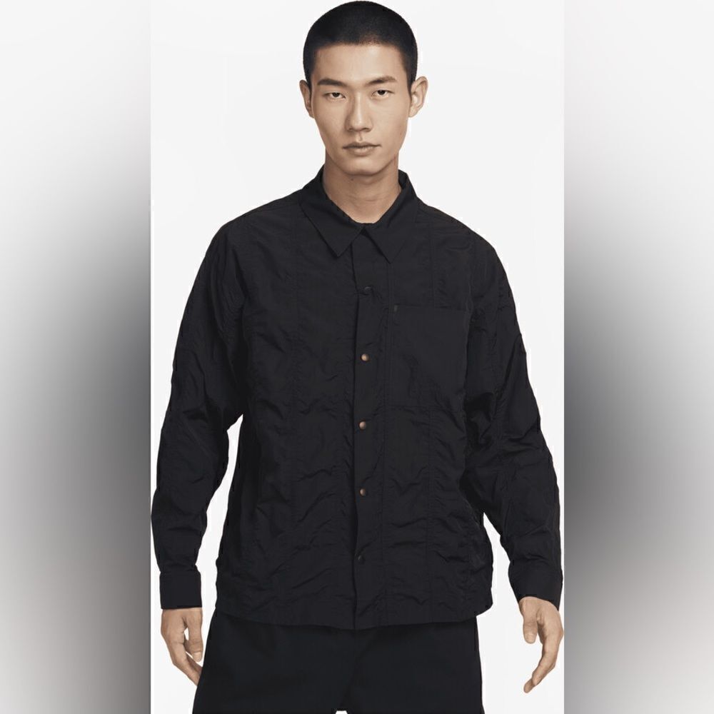 Nike Tech Pack Button Up Long Sleeve Top Black
